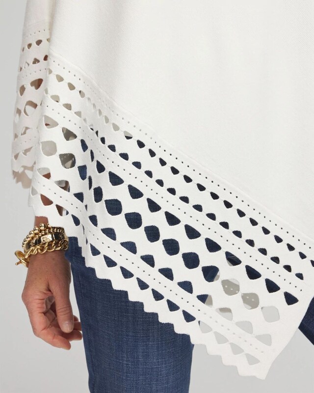 Asymmetrical Cutwork Poncho - image 4